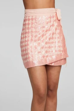 Chaser Brand Gramercy Wrap Skirt Embellished Check Cheap