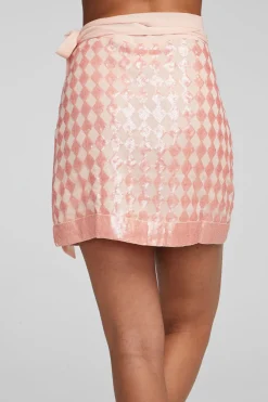 Chaser Brand Gramercy Wrap Skirt Embellished Check Cheap