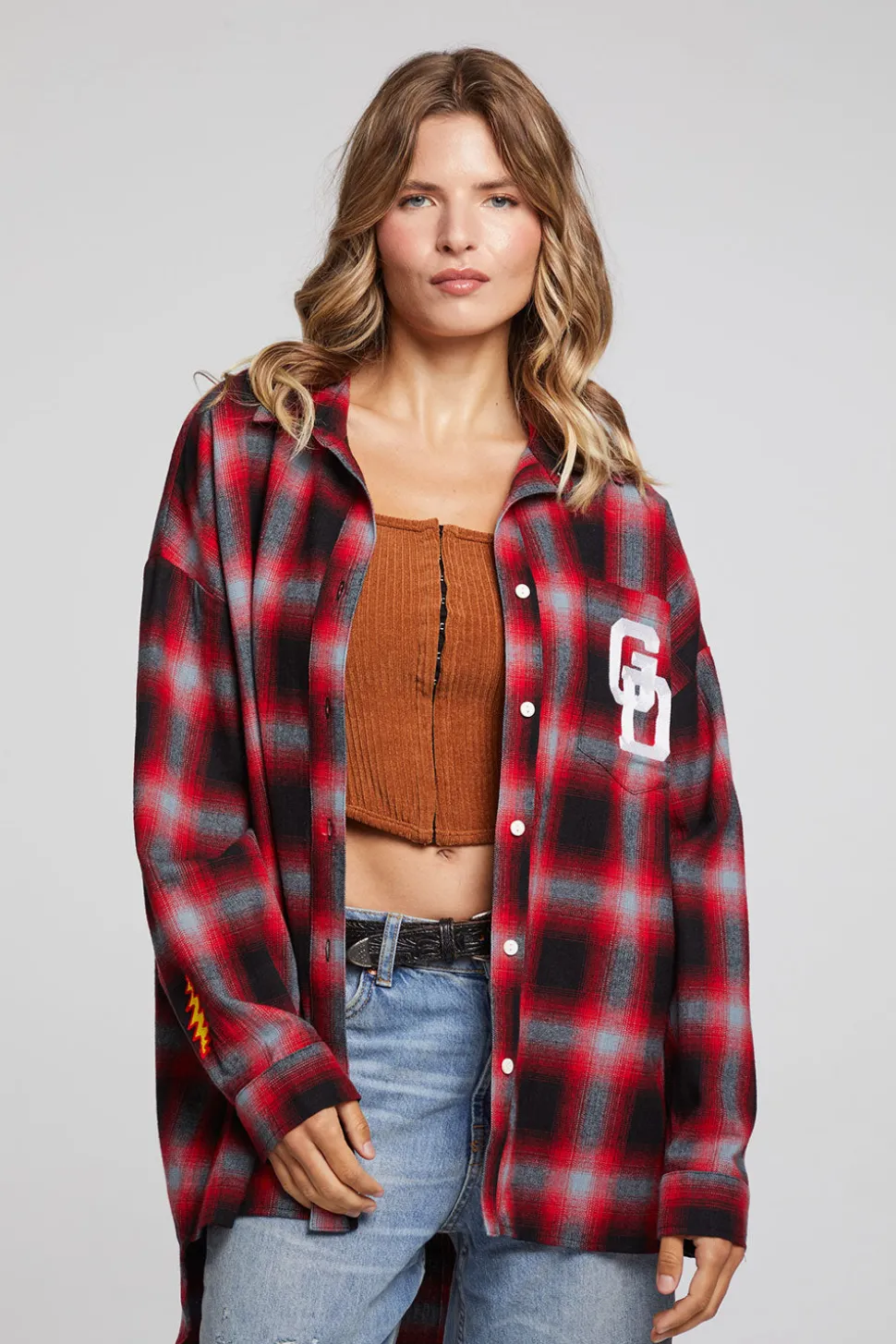 Chaser Brand Grateful Dead Dancing Bear Button Down Flannel New