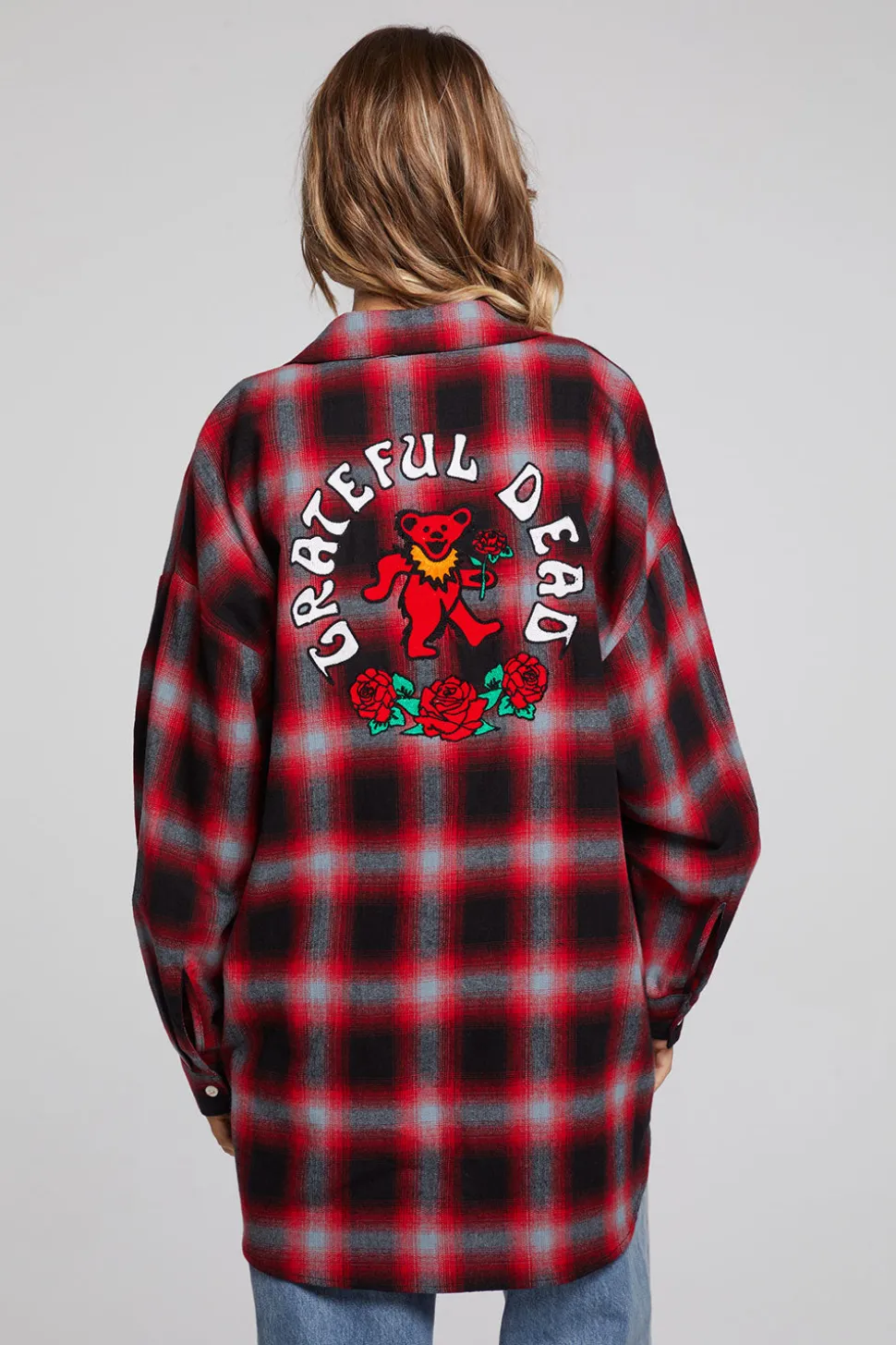 Chaser Brand Grateful Dead Dancing Bear Button Down Flannel New