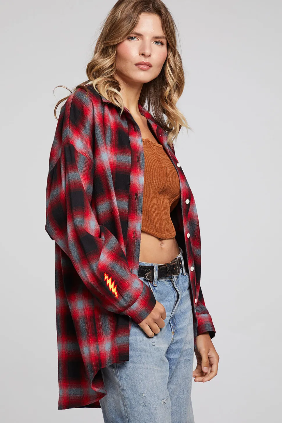 Chaser Brand Grateful Dead Dancing Bear Button Down Flannel New