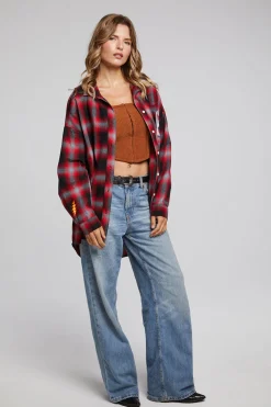 Chaser Brand Grateful Dead Dancing Bear Button Down Flannel New