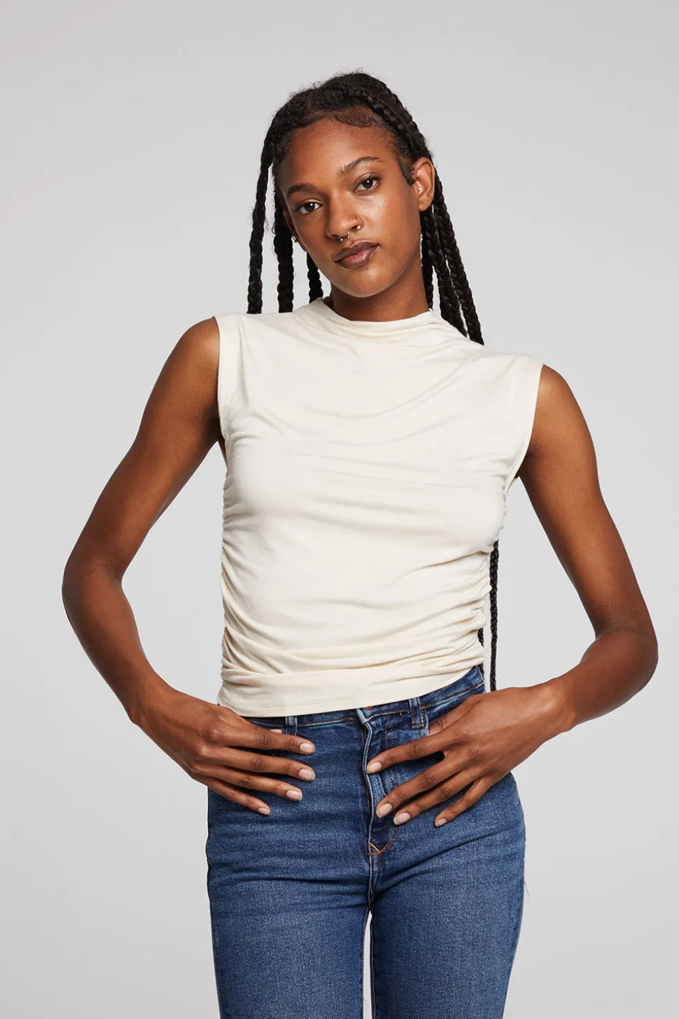 Chaser Brand Haileyy White Cap Grey Tank Top Online