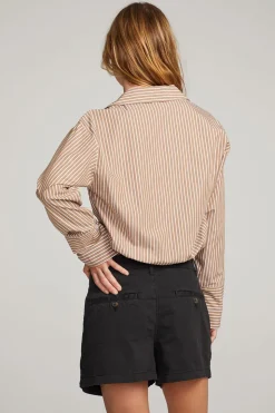 Chaser Brand Haley Whiskey Stripe Blouse Best Sale