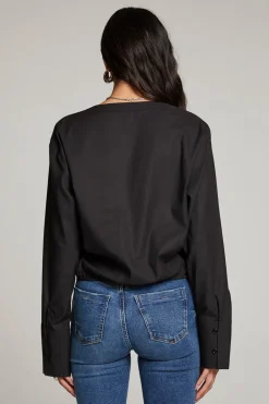 Chaser Brand Haleyy Licorice Blouse Discount