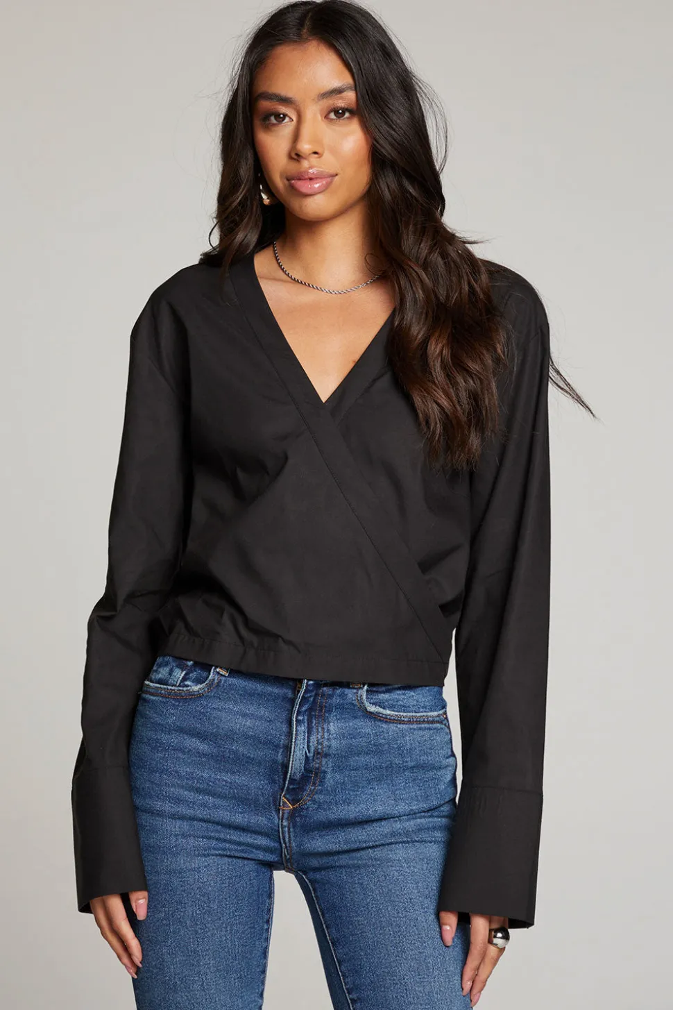 Chaser Brand Haleyy Licorice Blouse Discount