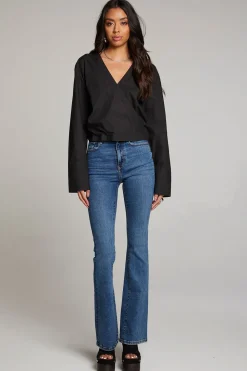 Chaser Brand Haleyy Licorice Blouse Discount