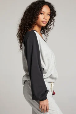 Chaser Brand Hannah Fire Color Block V Neck Pullover Cheap