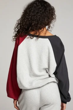 Chaser Brand Hannah Fire Color Block V Neck Pullover Cheap