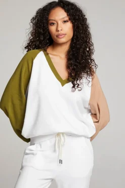Chaser Brand Hannah Sand Color Block V Neck Pullover Sale