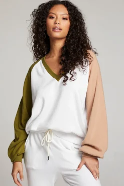 Chaser Brand Hannah Sand Color Block V Neck Pullover Sale