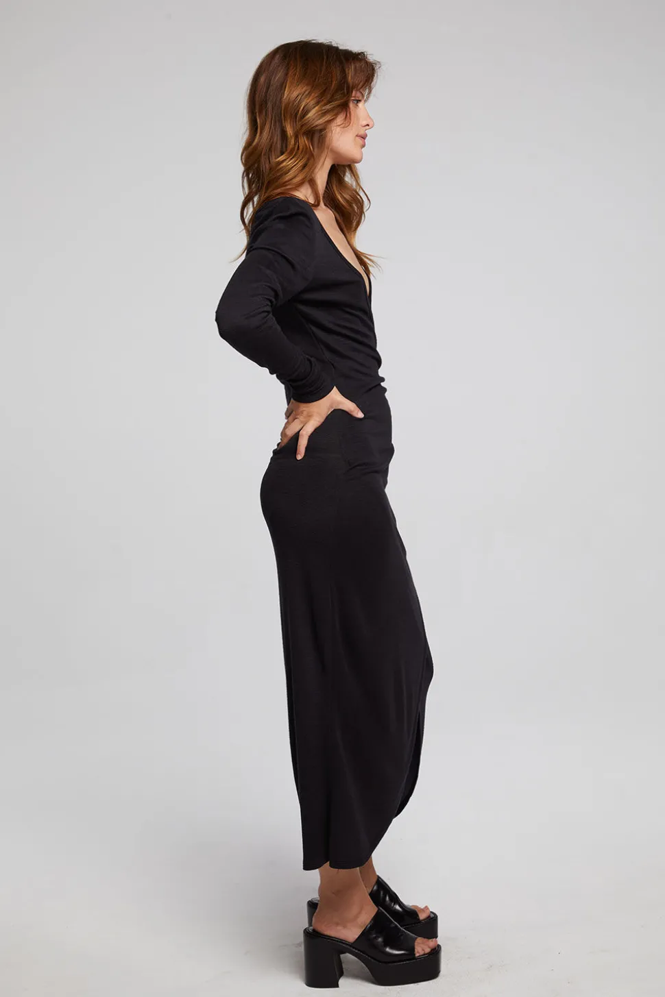 Chaser Brand Harmony Licorice Midi Dress Clearance