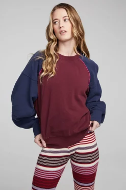 Chaser Brand Harvard Wine Red And Mood Indigo Pullover Outlet