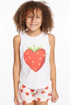 Chaser Brand Heart Strawberry Girls Vintage Jersey Shirttail Muscle Flash Sale
