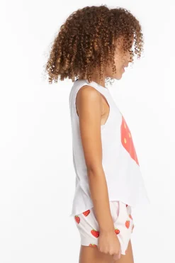 Chaser Brand Heart Strawberry Girls Vintage Jersey Shirttail Muscle Flash Sale