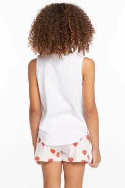 Chaser Brand Heart Strawberry Girls Vintage Jersey Shirttail Muscle Flash Sale