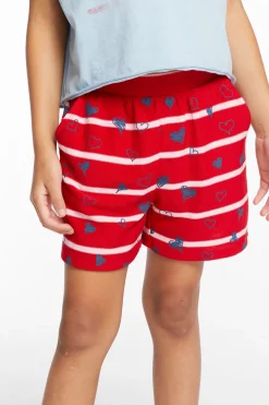 Chaser Brand Heart Stripe Girls Shorts Discount