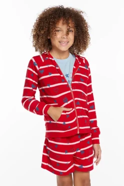 Chaser Brand Heart Stripe Girls Zip-up Hoodie Shop