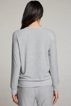 Chaser Brand Heather Grey Long Sleeve Raglan Pullover Best