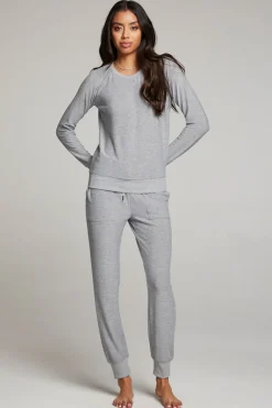 Chaser Brand Heather Grey Long Sleeve Raglan Pullover Best