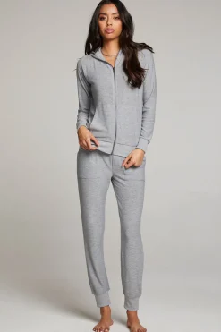 Chaser Brand Heather Grey Long Sleeve Raglan Zip Up Hoodie Best