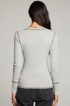 Chaser Brand Heather Grey Long Sleeve Henley Discount