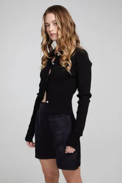 Chaser Brand Jayla Shadow Black Cardigan Flash Sale
