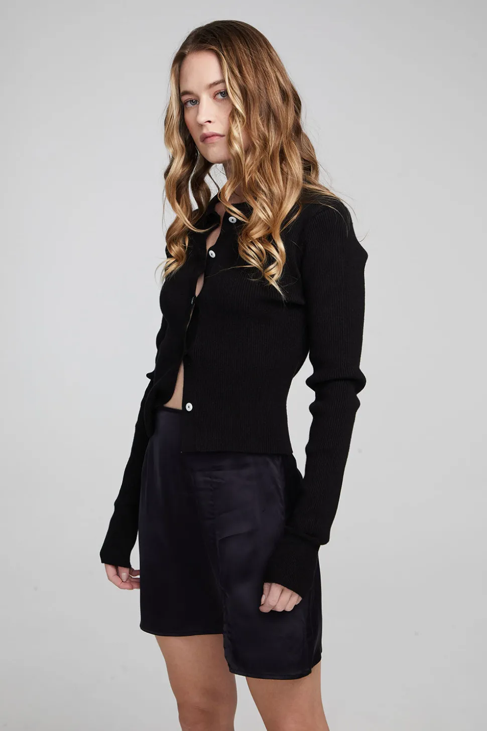Chaser Brand Jayla Shadow Black Cardigan Flash Sale