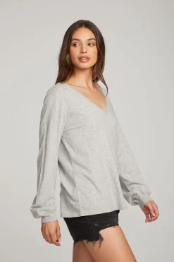 Chaser Brand Kara Heather Grey Long Sleeve Outlet