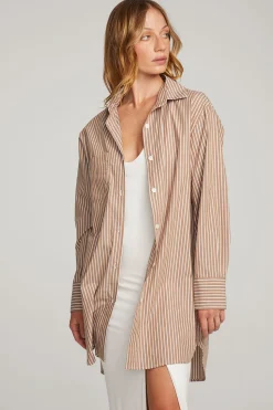 Chaser Brand Kerstin Whiskey Stripe Button Down New