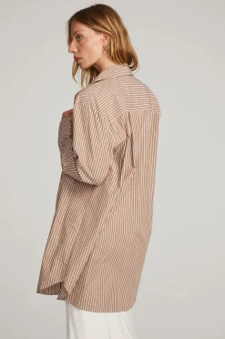 Chaser Brand Kerstin Whiskey Stripe Button Down New
