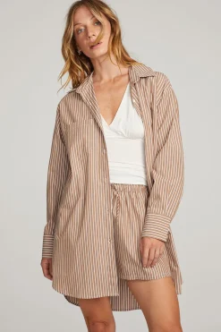 Chaser Brand Kerstin Whiskey Stripe Button Down New