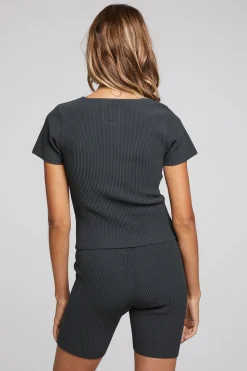Chaser Brand Leah Black Licorice Tee Clearance
