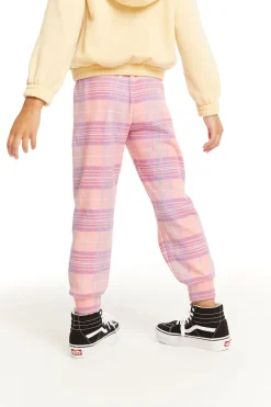 Chaser Brand Leila Cotton Candy Plaid Jogger Sale
