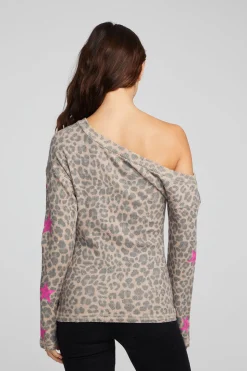 Chaser Brand Leopard Star Long Sleeve Clearance