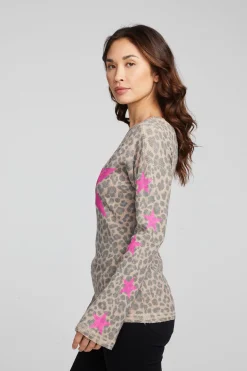 Chaser Brand Leopard Star Long Sleeve Clearance