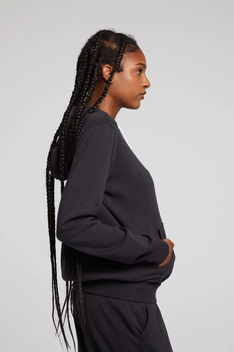 Chaser Brand Lex Licorice Zip Up Hoodie New