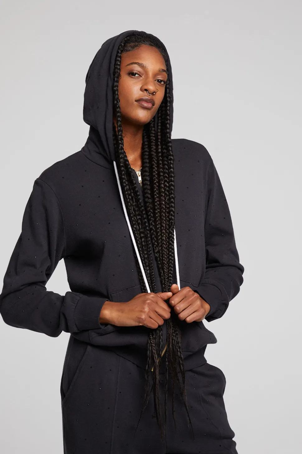 Chaser Brand Lex Licorice Zip Up Hoodie New