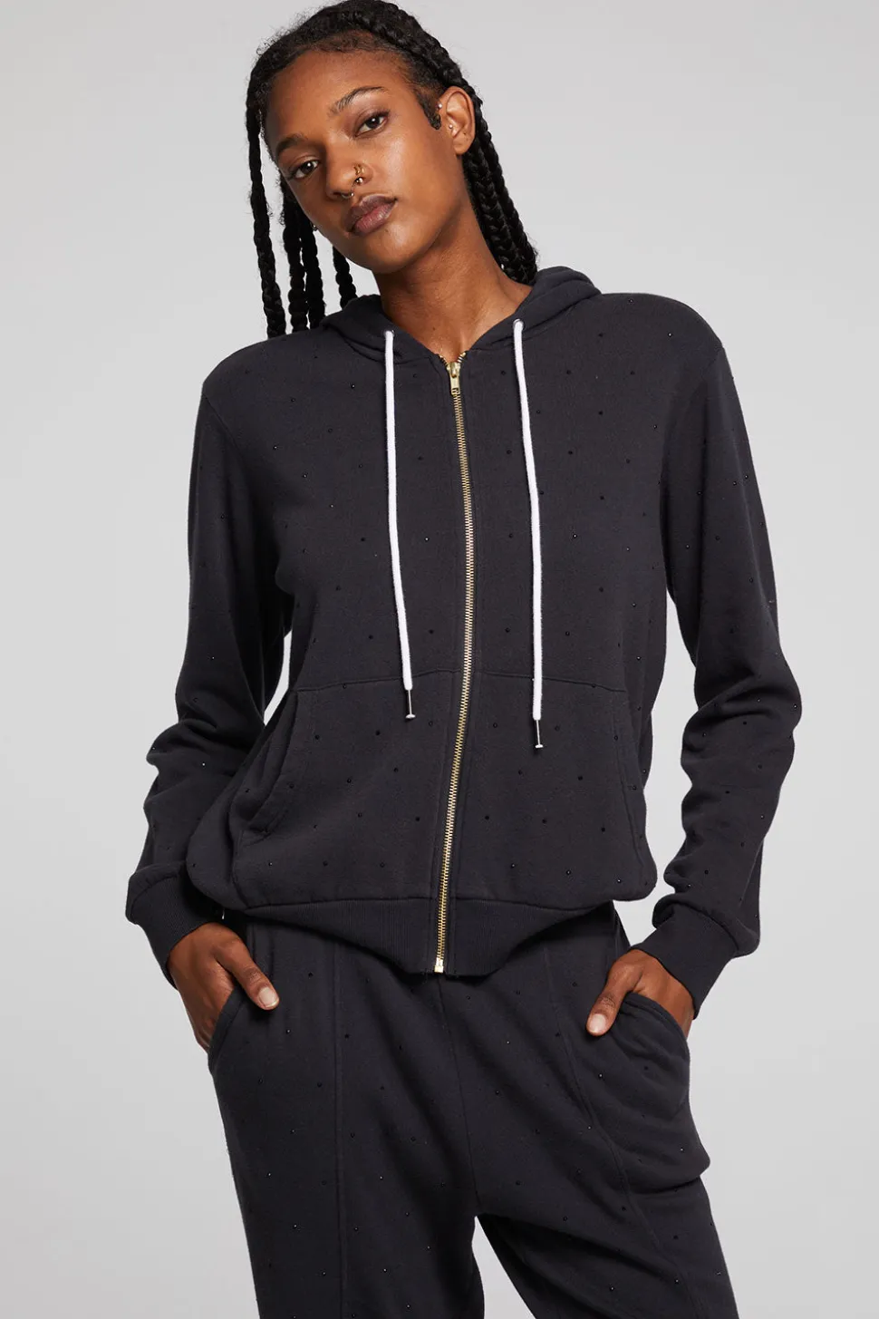 Chaser Brand Lex Licorice Zip Up Hoodie New