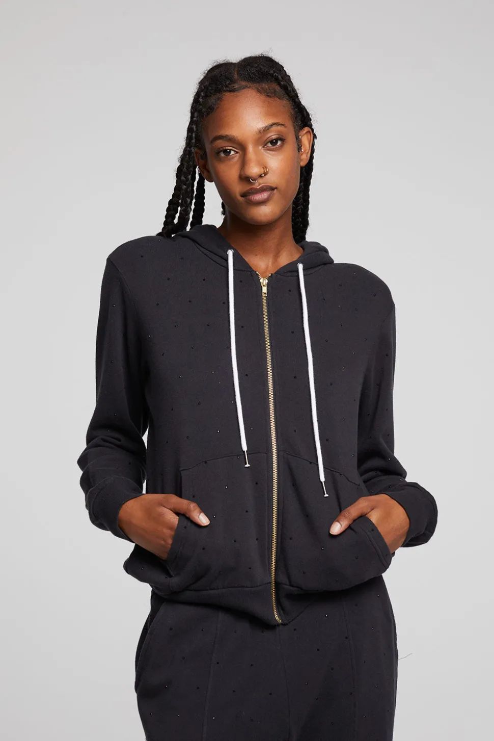 Chaser Brand Lex Licorice Zip Up Hoodie New