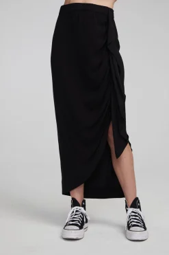 Chaser Brand Lindsay Shadow Black Midi Skirt Hot