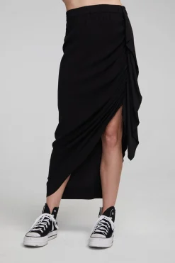 Chaser Brand Lindsay Shadow Black Midi Skirt Hot