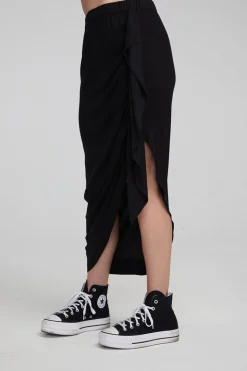 Chaser Brand Lindsay Shadow Black Midi Skirt Hot