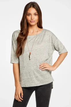 Chaser Brand Linen Jersey Cropped Short Sleeve Boxy Hi Lo Tee Store