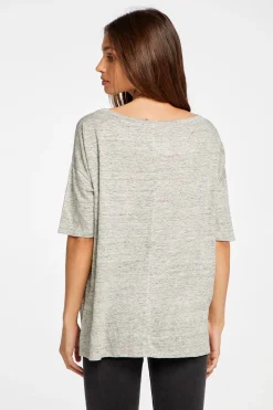 Chaser Brand Linen Jersey Cropped Short Sleeve Boxy Hi Lo Tee Store