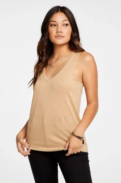 Chaser Brand Linen Jersey V Neck Muscle Tank Best Sale