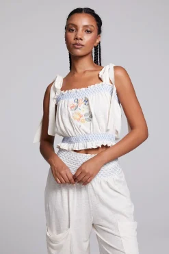 Chaser Brand Lirhetta Floral Bouquet Embroidery Crop Top Best