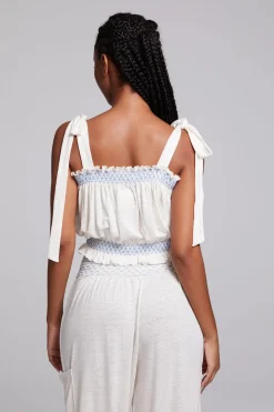 Chaser Brand Lirhetta Floral Bouquet Embroidery Crop Top Best
