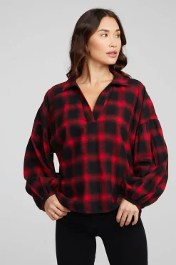 Chaser Brand Lola Sunset Plaid Blouse Cheap