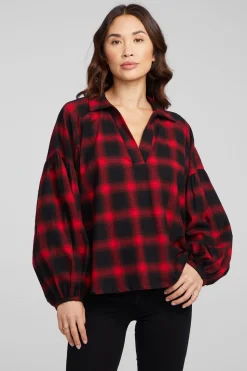 Chaser Brand Lola Sunset Plaid Blouse Cheap